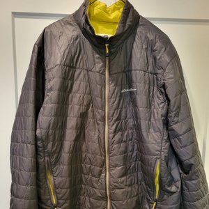 REVERSIBLE JACKET - MENS EDDIE BAUER LARGE GRAY AND YELLOW
